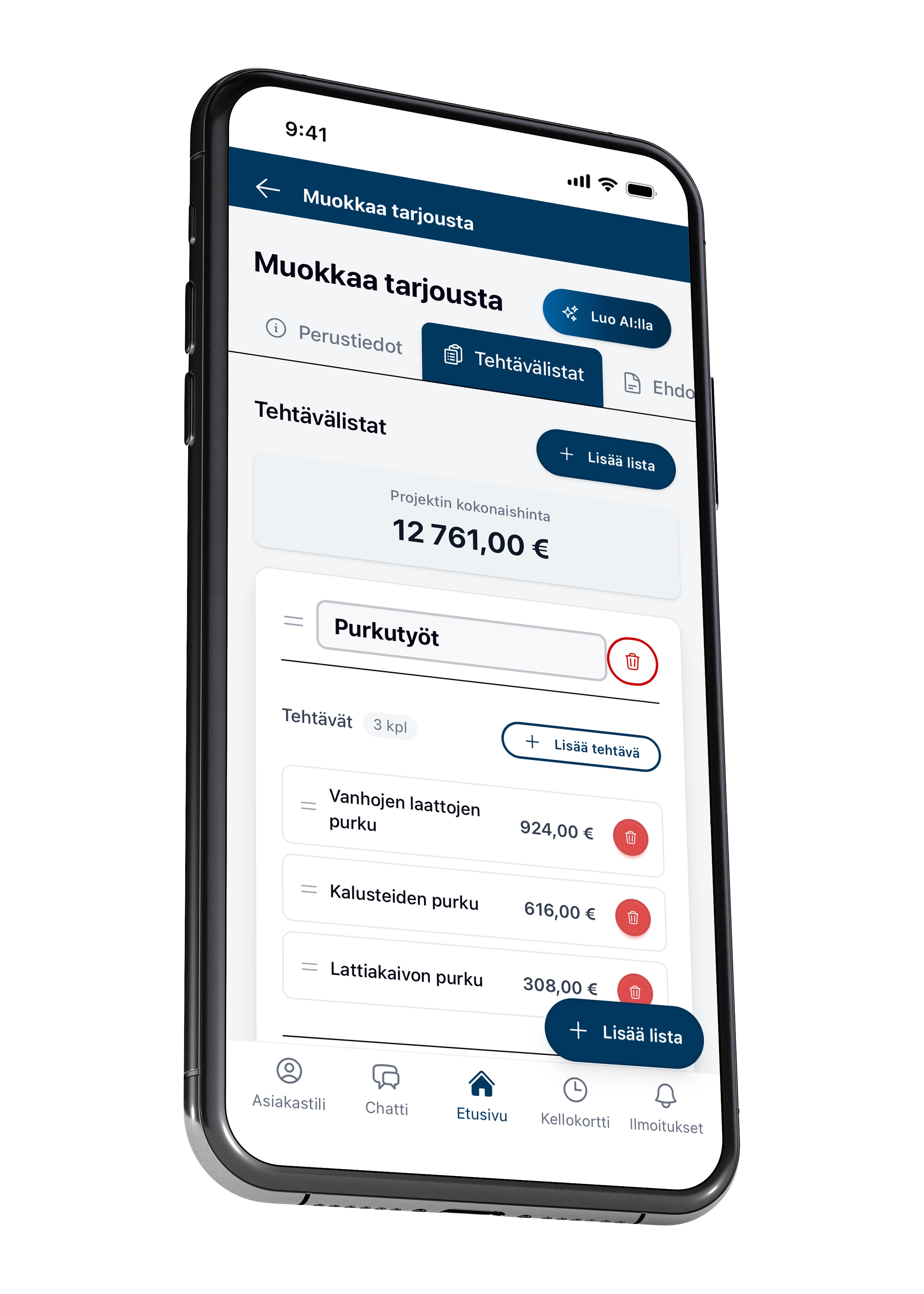 VÖRK App - Muokkaa tarjousta